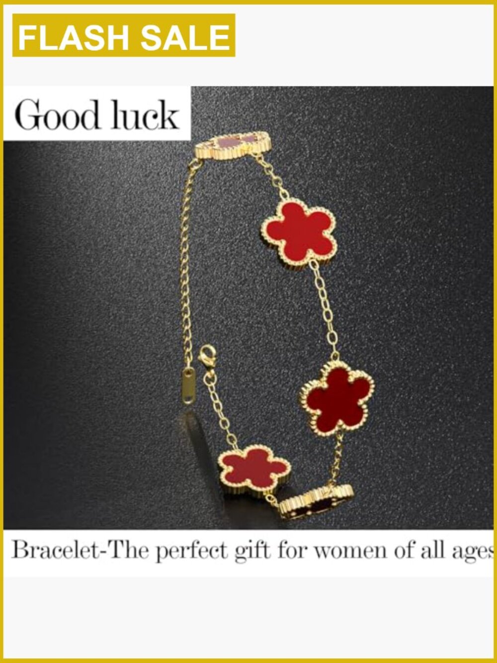 18K Gold Plated Clover Bracelet Set Lucky Flower Leaf Bracelets Trendy Jewelry - Picture 3 of 7